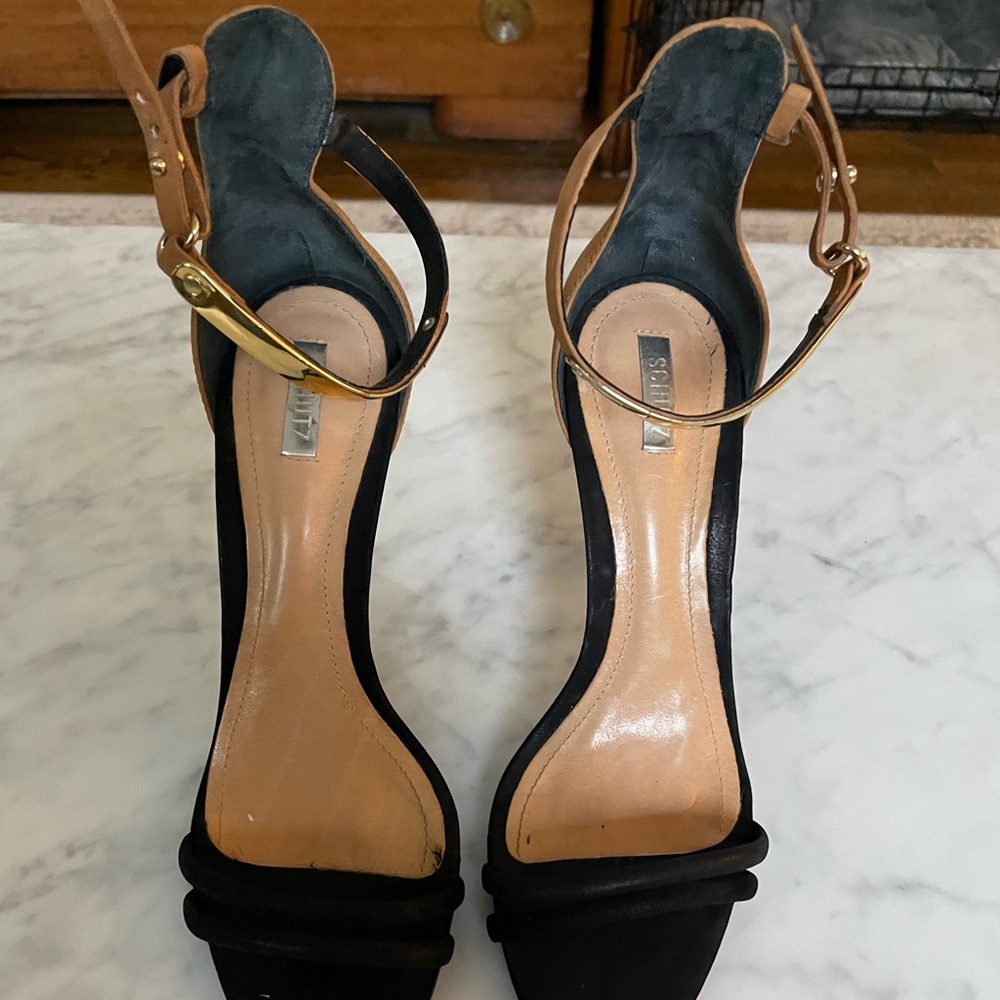 Gold tone anklet open toe sandals